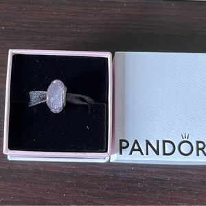 Authentic Pandora Lavender Shimmer Glass Murano Charm W/ Gift Box Brand New
